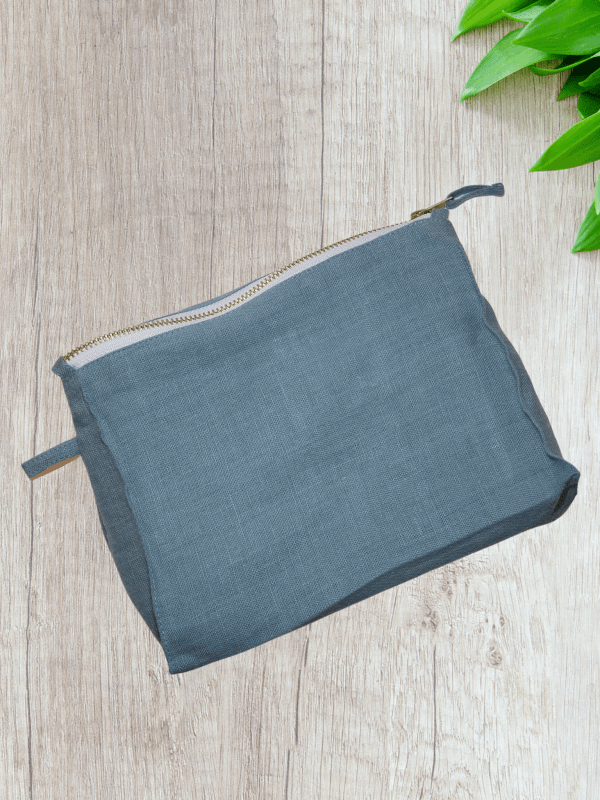 Greyish Mint linen makeup bag - Cosmetic Bag - British D'sire