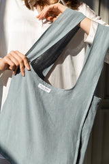 Greyish Mint linen tote bag with inside pocket - Inside pocket - British D'sire