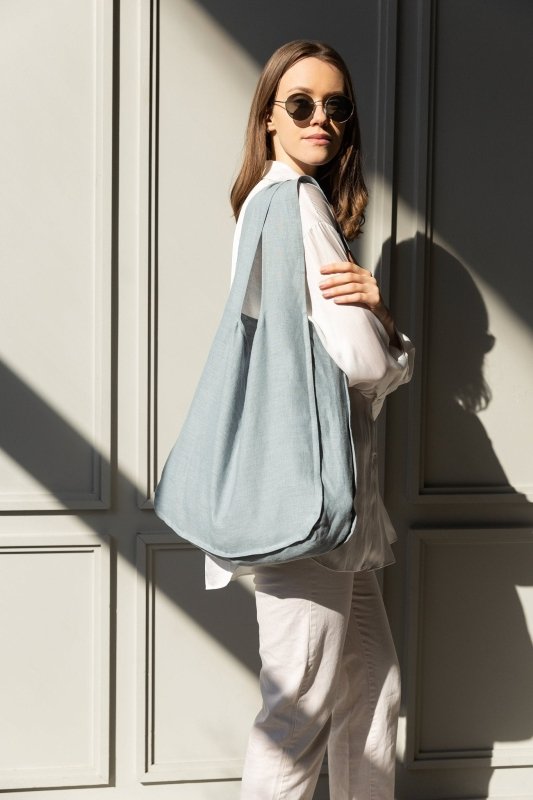 Greyish Mint linen tote bag with inside pocket - Inside pocket - British D'sire