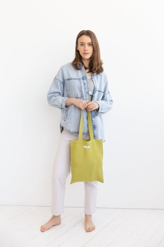 Greyish Mint linen tote bag - Tote Bag - British D'sire