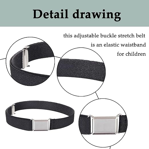 Gunwon 1Pcs Black Kids Belt Kids Belt,Kids Adjustable Elastic Belt Kids Elastic Stretch Belts with Hook and Loop Buckle Elastic Magnetic Belt Elastic, Jeans Great Suitable for Play and Travel - Kids Belt - British D'sire