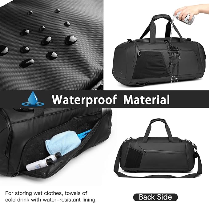 Gym Sports Bag for Men,40L Waterproof Gym Duffle Bag with Shoes Compartment and Wet Pocket,Travel Duffel Bag with Shoulder Strap and Backpack Function - Gym Bags - British D'sire