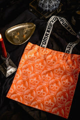 Halloween Orange Skull Tote Bag by Xander Kostroma - Handbags - British D'sire