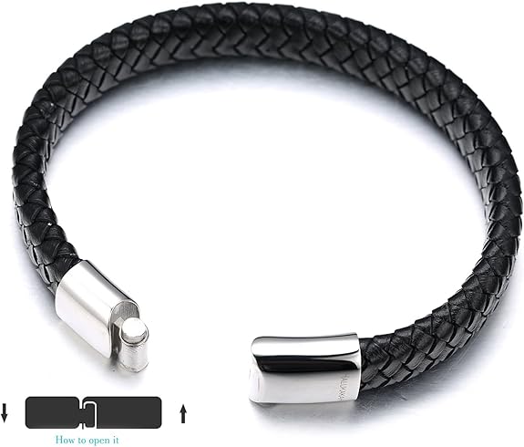 HALUKAKAH Kids Jewelry, Solo Junior, Leather Bracelet in Classic ,for 6 to 15 - Year - Olds Titanium Magnetic Clasp, Size 7+0.7"(18+1.5cm),with Giftbox - Bracelets & Bangles - British D'sire