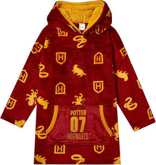 Harry Potter Kids Blanket Hoodie Oversized Fleece Ultra Soft and Cosy Hogwarts All Over Print Red One Size - Hoodies - British D'sire