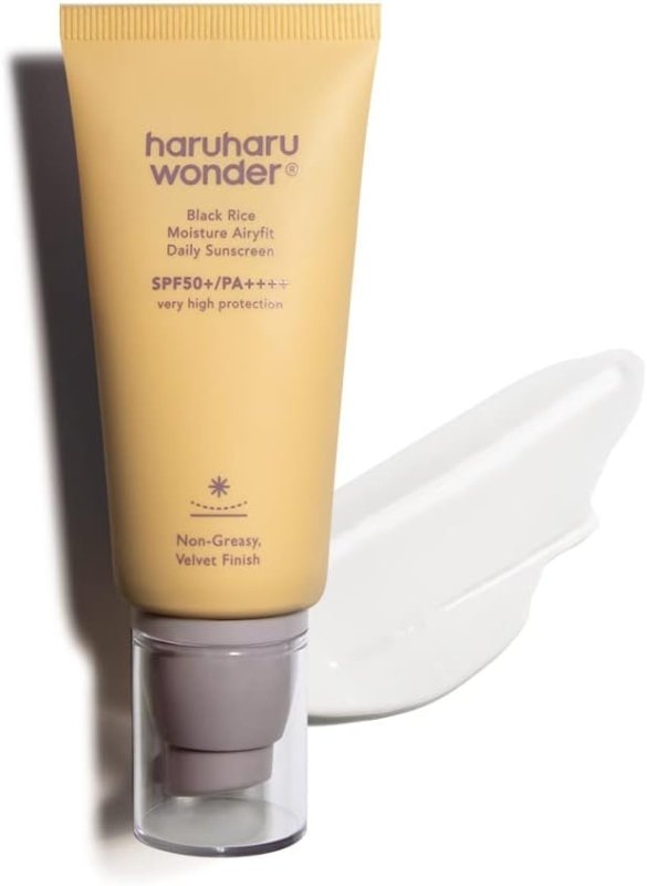 Haruharu Wonder Black Rice Moisture Airyfit Daily Sunscreen 50ml, Reef Safe Formula, Non-Greasy Velvet Finish - British D'sire