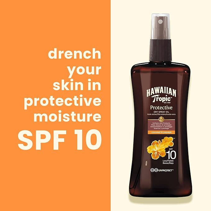 HAWAIIAN TROPIC - Protective Dry Oil Spray SPF 10 | with Coconut and Papaya | 200ml - British D'sire