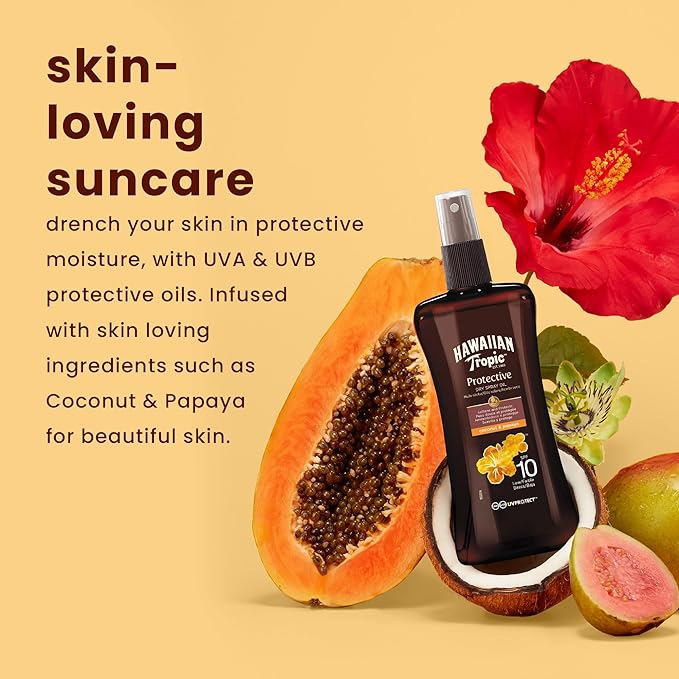 HAWAIIAN TROPIC - Protective Dry Oil Spray SPF 10 | with Coconut and Papaya | 200ml - British D'sire