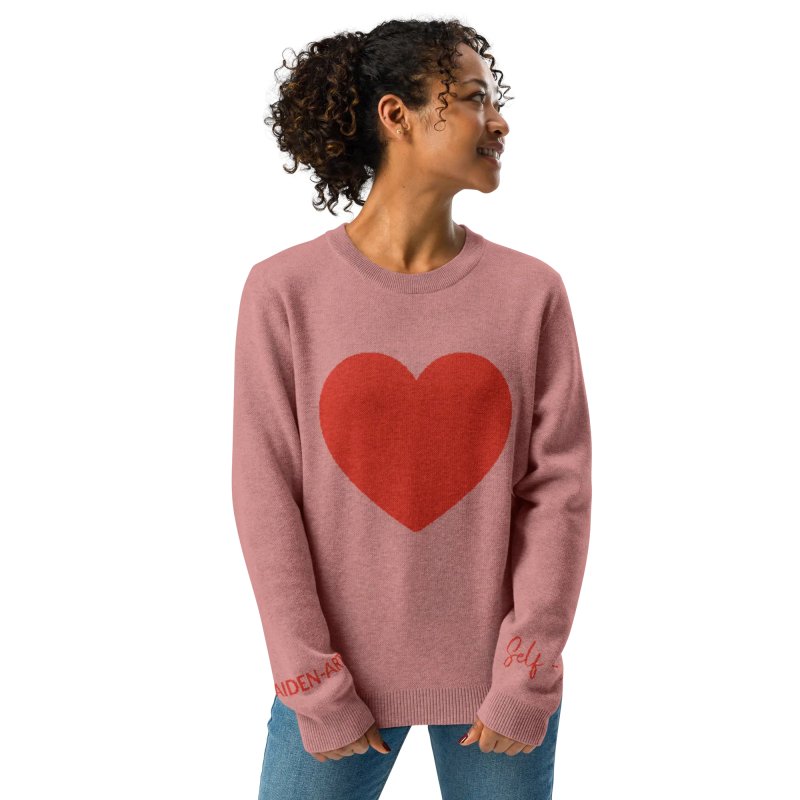 Heart Knitted crew neck sweater CORAL - knitwear - British D'sire