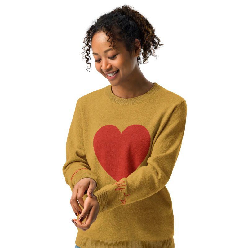 Heart - Knitted crew neck sweater MUSTARD - knitwear - British D'sire