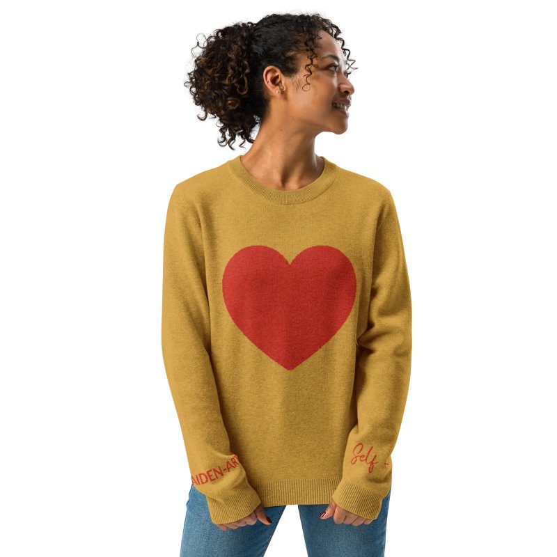 Heart - Knitted crew neck sweater MUSTARD - knitwear - British D'sire