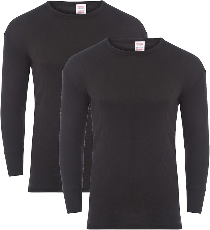 Heatwave® Pack of 2 Men's Thermal Long Sleeve Top, Warm Underwear Baselayer, S M L XL XXL Thermals - Thermal Sets - British D'sire