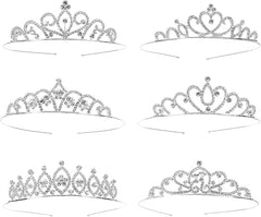 Hedume 6 Pack Girls Princess Crystal Tiara Crown, Rhinestone Princess Crown for Birthday Party, Wedding, Prom, Pageant - Hair Jewellery - British D'sire