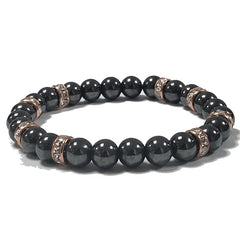 Hematite Bracelet 8mm Rose Gold Spacers - British D'sire