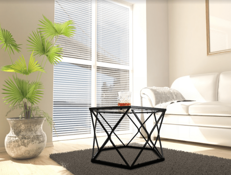 Hexagon Tempered Glass Black Coffee Side Table (Big) - SLENDER - Coffee Table - British D'sire