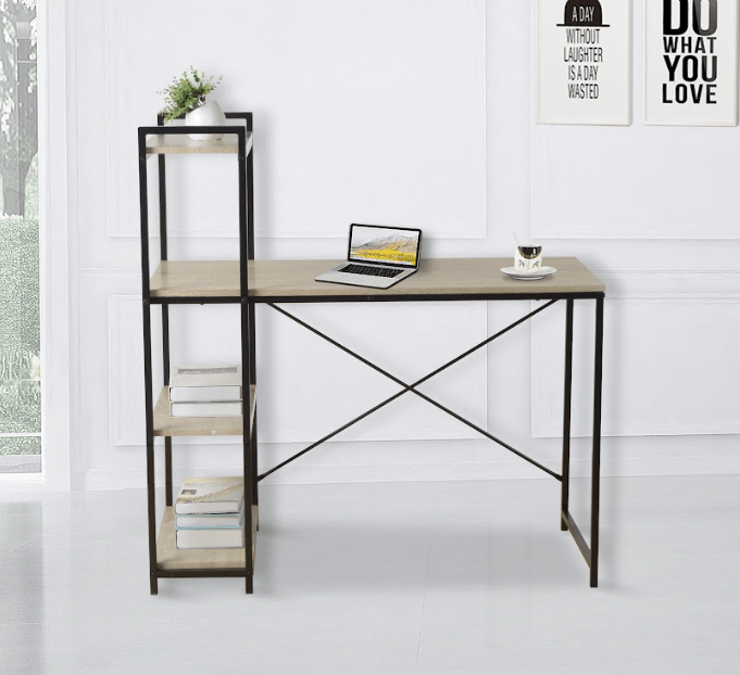 Home Study Desk with Side Shelf - TAVOLO - Office Table - British D'sire