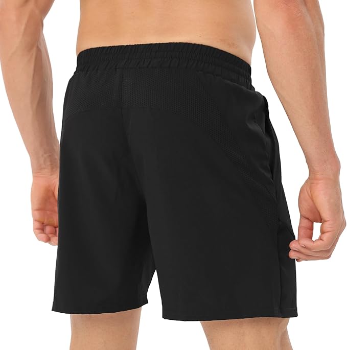 HOPLYNN Men's 2 Pack Running Shorts Lightweight Breathable Sports Gym Training Shorts with Drawstring and Zippered Pockets - Men's Shorts and Boxers - British D'sire