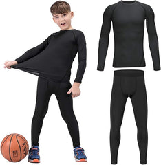 HOPLYNN Youth Boys' Compression Leggings Athletic Shirt Tights Top Base Layer Set Sports Youth for Kids - Kids Tracksuit - British D'sire