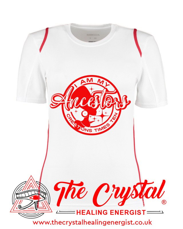 I Am My Ancestors Creations Ladies White & Red T-Shirt Sizes 8-16 - British D'sire