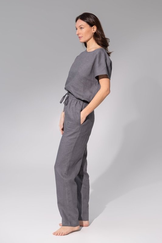 Ice Blue linen / Natural Linen Pajama set / Linen loungewear / Linen sleepwear - Sleepwear & Loungewear - British D'sire