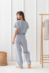 Ice Blue linen / Natural Linen Pajama set / Linen loungewear / Linen sleepwear - Sleepwear & Loungewear - British D'sire