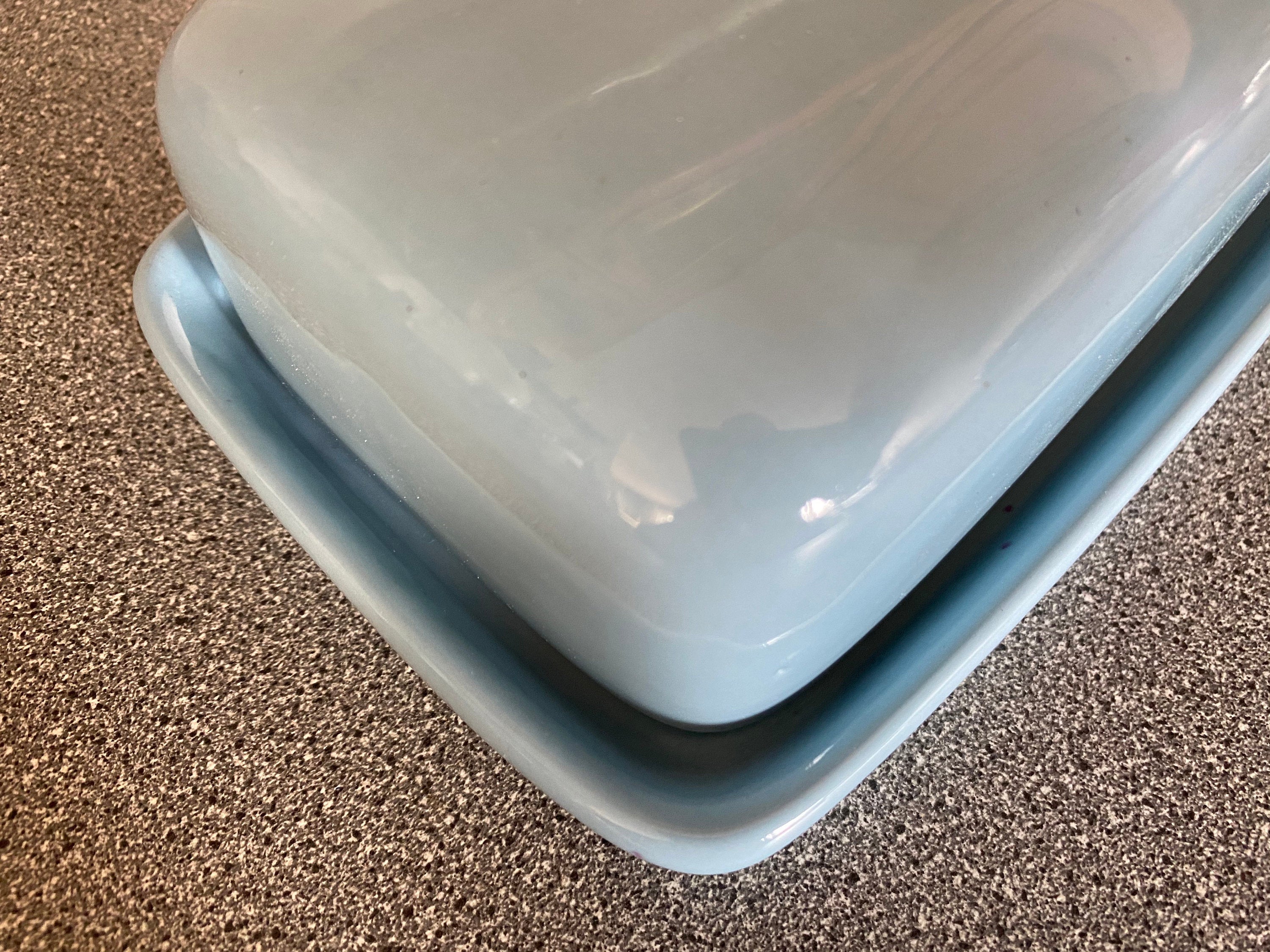 Pottery Butter Dish with Ice Blue Glaze