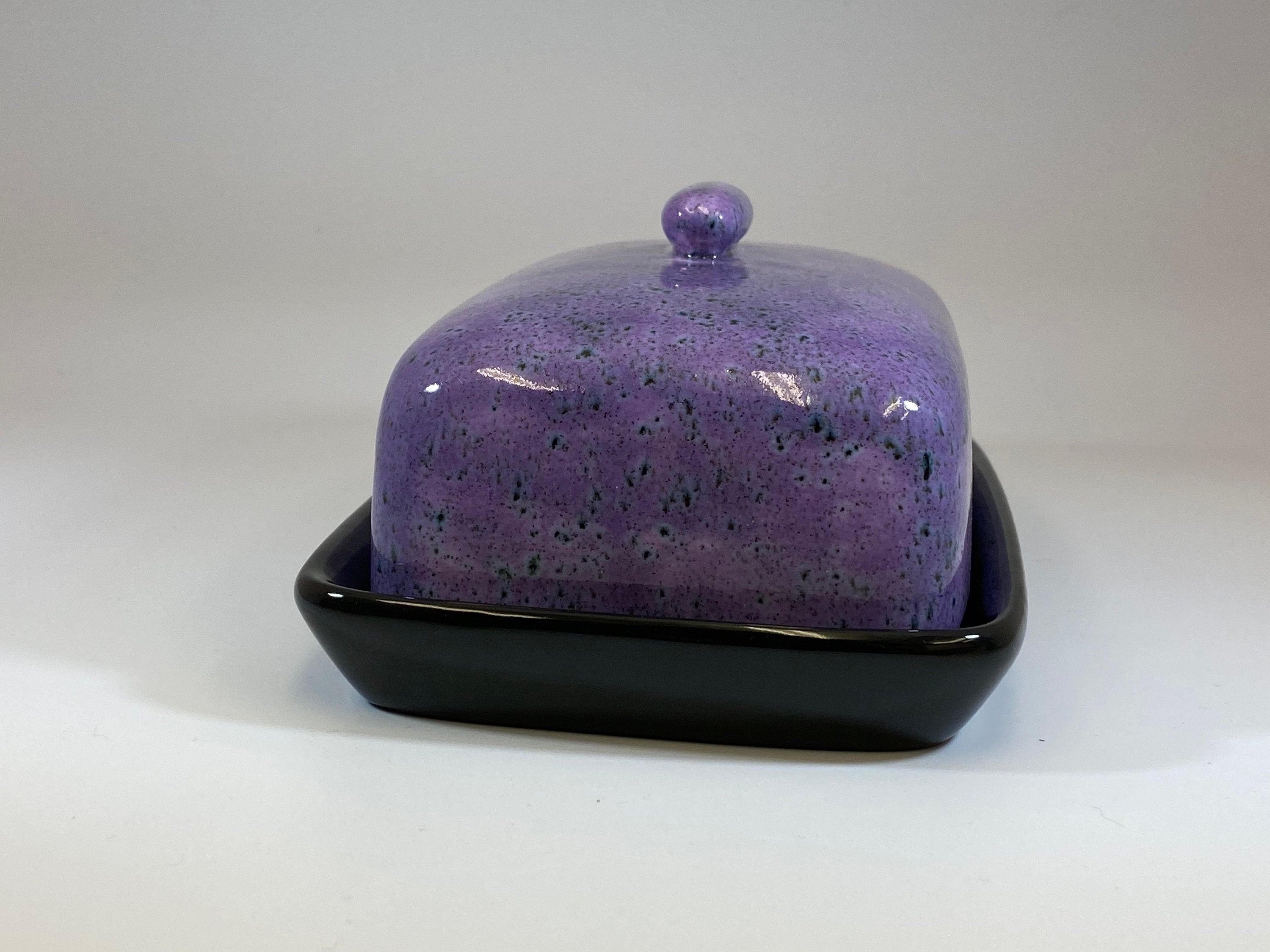 Butter Dish with Purple Speckle Glaze