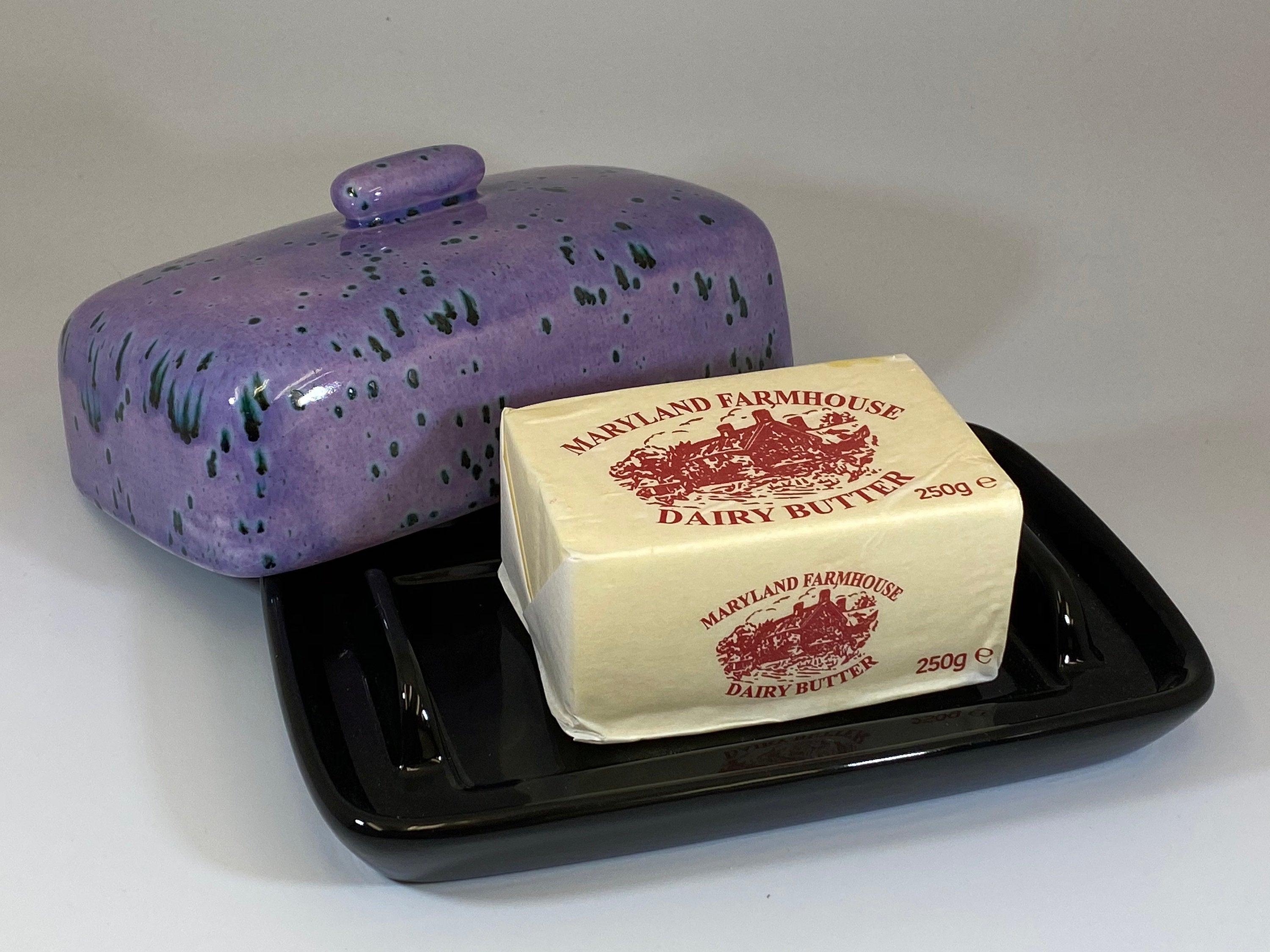 Butter Dish with Purple Speckle Glaze