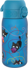 Ion8 Kids Water Bottles, BPA Free, Leakproof, Dishwasher Safe, Easy Open, Secure Lock, Small Boys & Girls Water Bottle,Kids Drinks Bottle for Spill-free Drinking, Blue, Kittens, Cats, 350ml/12oz - British D'sire