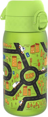 Ion8 Kids Water Bottles, BPA Free, Leakproof, Dishwasher Safe, Easy Open, Secure Lock, Small Boys & Girls Water Bottle,Kids Drinks Bottle for Spill-free Drinking, Green, Auto Cars Drive, 350ml/12oz - British D'sire