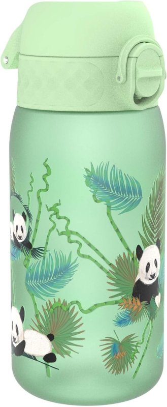 ION8 Kids Water Bottles, BPA Free, Leakproof, Dishwasher Safe, Easy Open, Secure Lock, Small Boys & Girls Water Bottle,Kids Drinks Bottle for Spill-free Drinking, Green, Pandas, 350ml/12oz - British D'sire