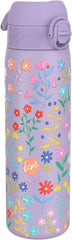 ION8 Vacuum Insulated Steel Water Bottle, 500 ml/18 oz, Leak Proof, Easy to Open, Secure Lock, Dishwasher Safe, Fits Cup Holders, Carry Handle, Scratch Resistant, Metal Water Bottle, Floral Design - British D'sire