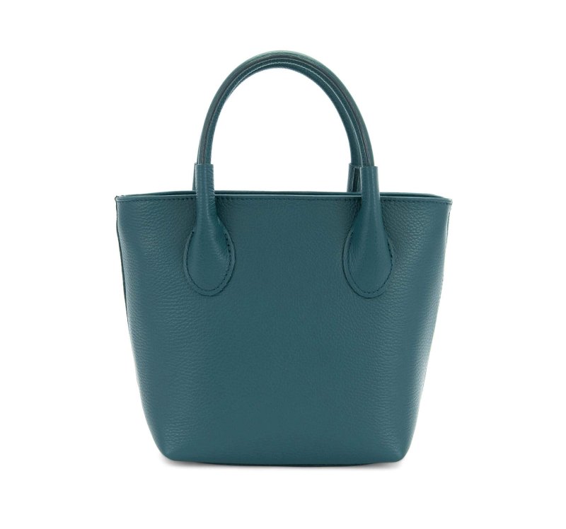 Italian Designer Leather Grab Bag - Swolit Domenico - Teal - British D'sire