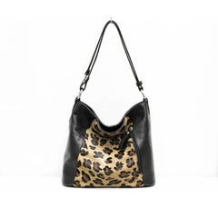 Italian Designer Leather Handbag with Adjustable Strap- Swolit Della Leopard Print - British D'sire