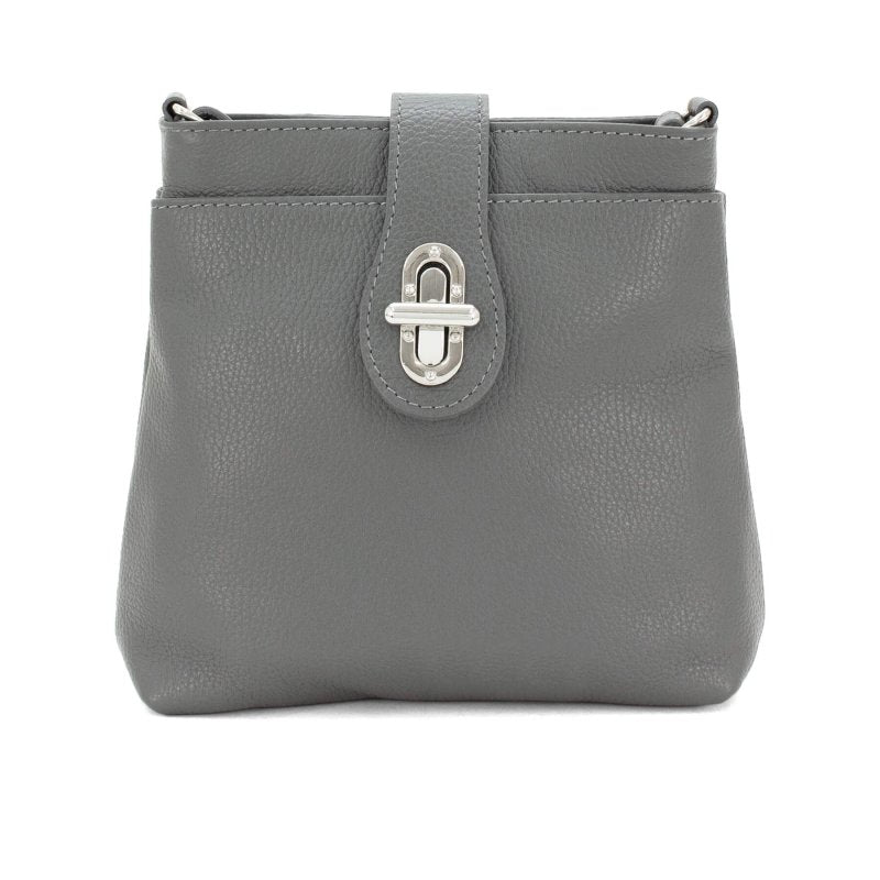 Italian Designer Leather Multi-compartment Crossbody Cleo Dark Grey - British D'sire