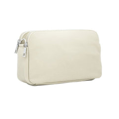 Italian Designer Leather Rectangular Triple Compartment Crossbody Pure White - British D'sire