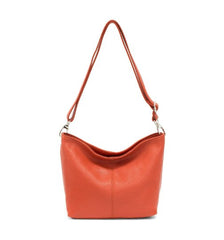 Italian Designer Plain Leather Bucket Bag -Swolit Beatrice Dark Orange - British D'sire