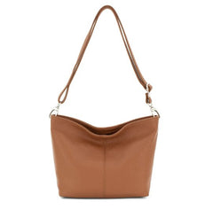 Italian Designer Plain Leather Bucket Bag -Swolit Beatrice Dark Tan - British D'sire