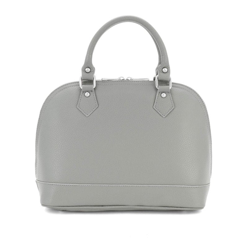 Italian Designer Soft Leather Bowling Bag - Swolit Bria Grey - British D'sire