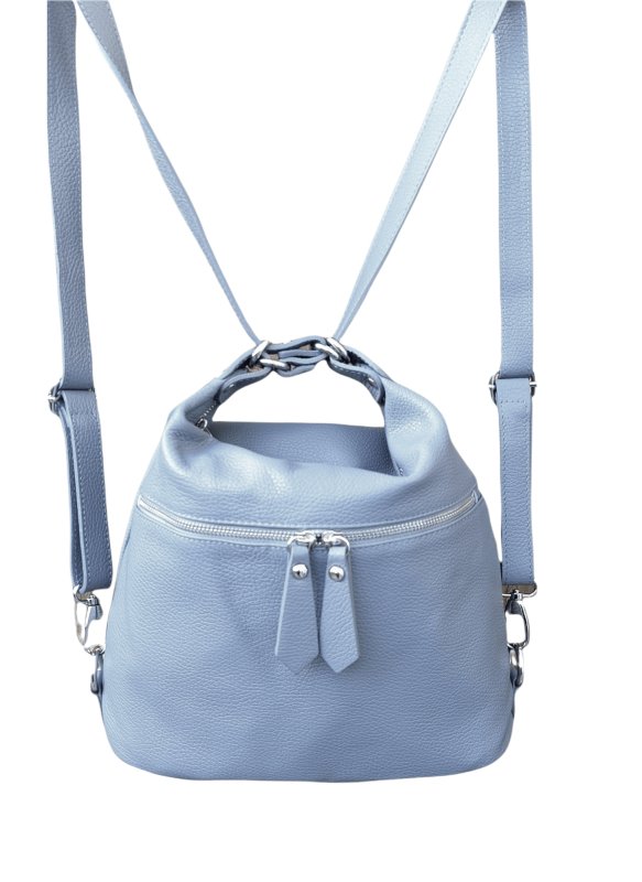 Italian Designer Soft Leather Convertible Backpack Bag- Swolit Ninetta- Dusty Blue - British D'sire