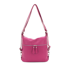 Italian Designer Soft Leather Convertible Backpack Bag- Swolit Ninetta- Magenta - British D'sire