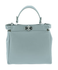 Italian Designer Soft Leather Double Compartment Handbag - Swolit Serena Grey0 - British D'sire