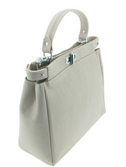 Italian Designer Soft Leather Double Compartment Handbag - Swolit Serena Nude - British D'sire