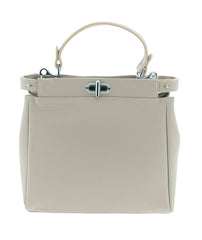 Italian Designer Soft Leather Double Compartment Handbag - Swolit Serena Nude - British D'sire