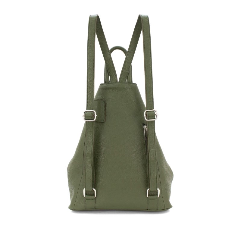 Italian Designer Soft Leather Folding Backpack -Multiuso Olive Green - British D'sire