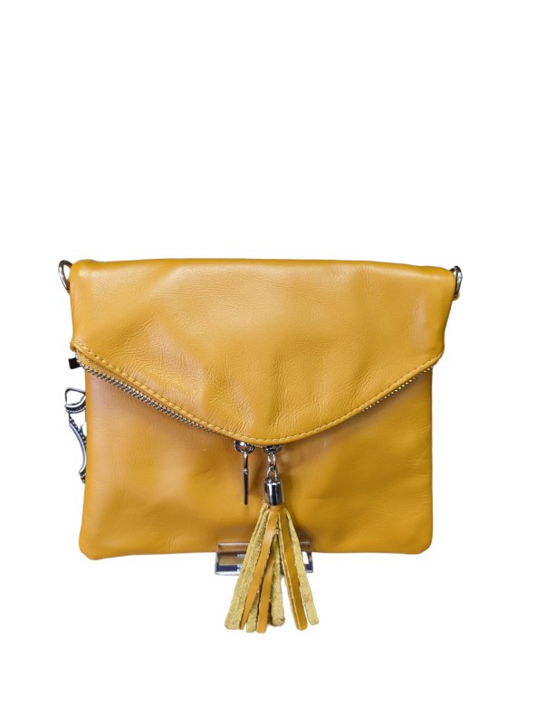 Italian Designer Soft Leather Foldover Crossbody Bag -Swolit Ludovica Mustard - British D'sire