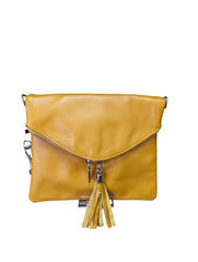 Italian Designer Soft Leather Foldover Crossbody Bag -Swolit Ludovica Mustard - British D'sire