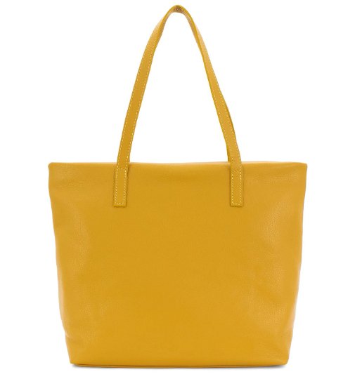 Italian Designer Soft Leather Shopper with Zip Giada Mustard - British D'sire