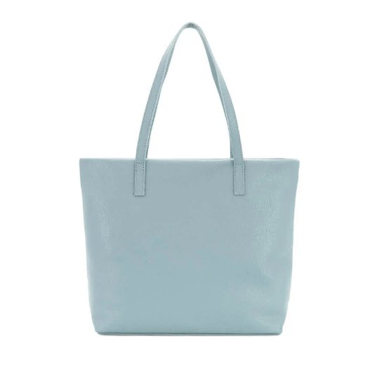 Italian Designer Soft Leather Shopper with Zip Giada Pale Blue - British D'sire