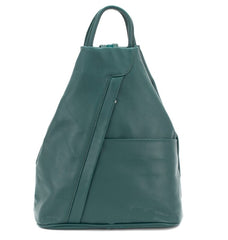 Italian Designer Soft Leather Triangular Backpack Ilaria Teal - British D'sire